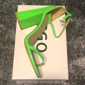 Neon green block heel
